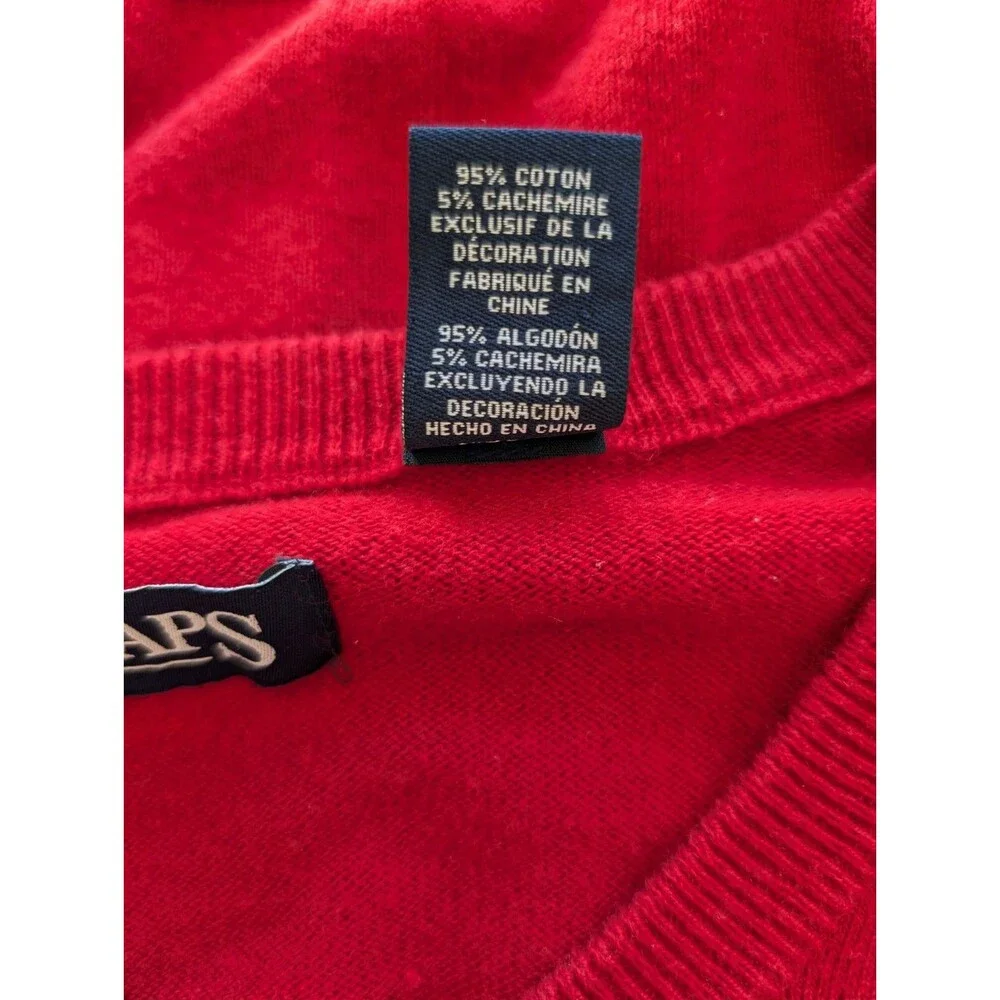 Chaps Sweater Men's Size XL Red V-Neck 95% Cotton 5% Cashmere Grandpa Dadcore